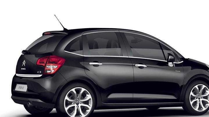 Side Pose of 2009 Citroen C3 In Black N White Background